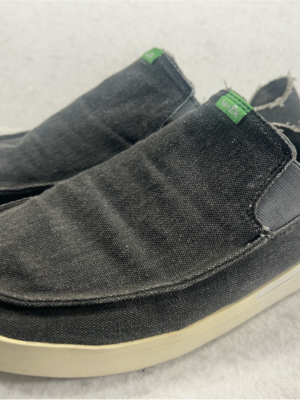 Sanuk Men’s Grey Canvas Slip-On Sidewalk Surfer Shoes Size 12